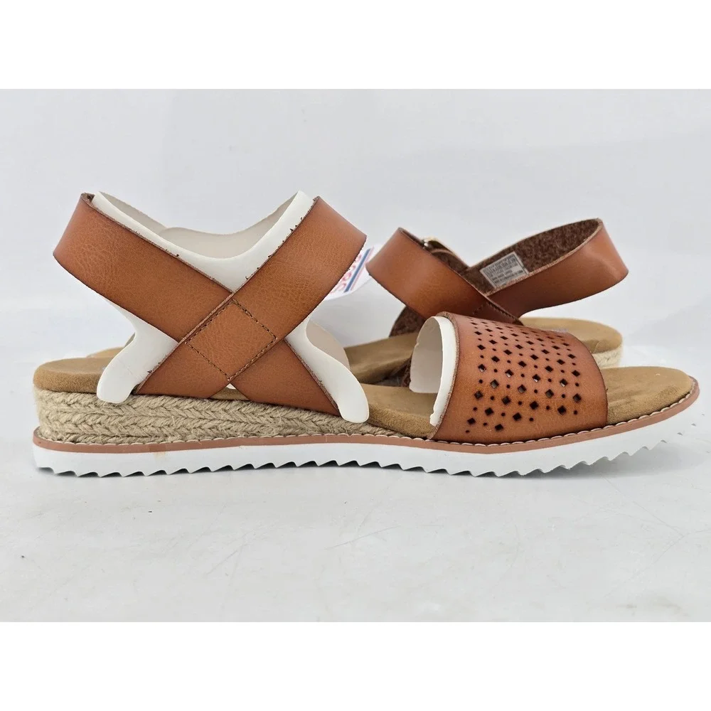 Skechers Bobs Desert Kiss Sandals Womens 9.5 Luggage Brown Perforated -New